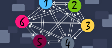 Un diagramme de réseau avec six cercles colorés numérotés interconnectés par des flèches, étiquetés « Maillage interne » en bas.